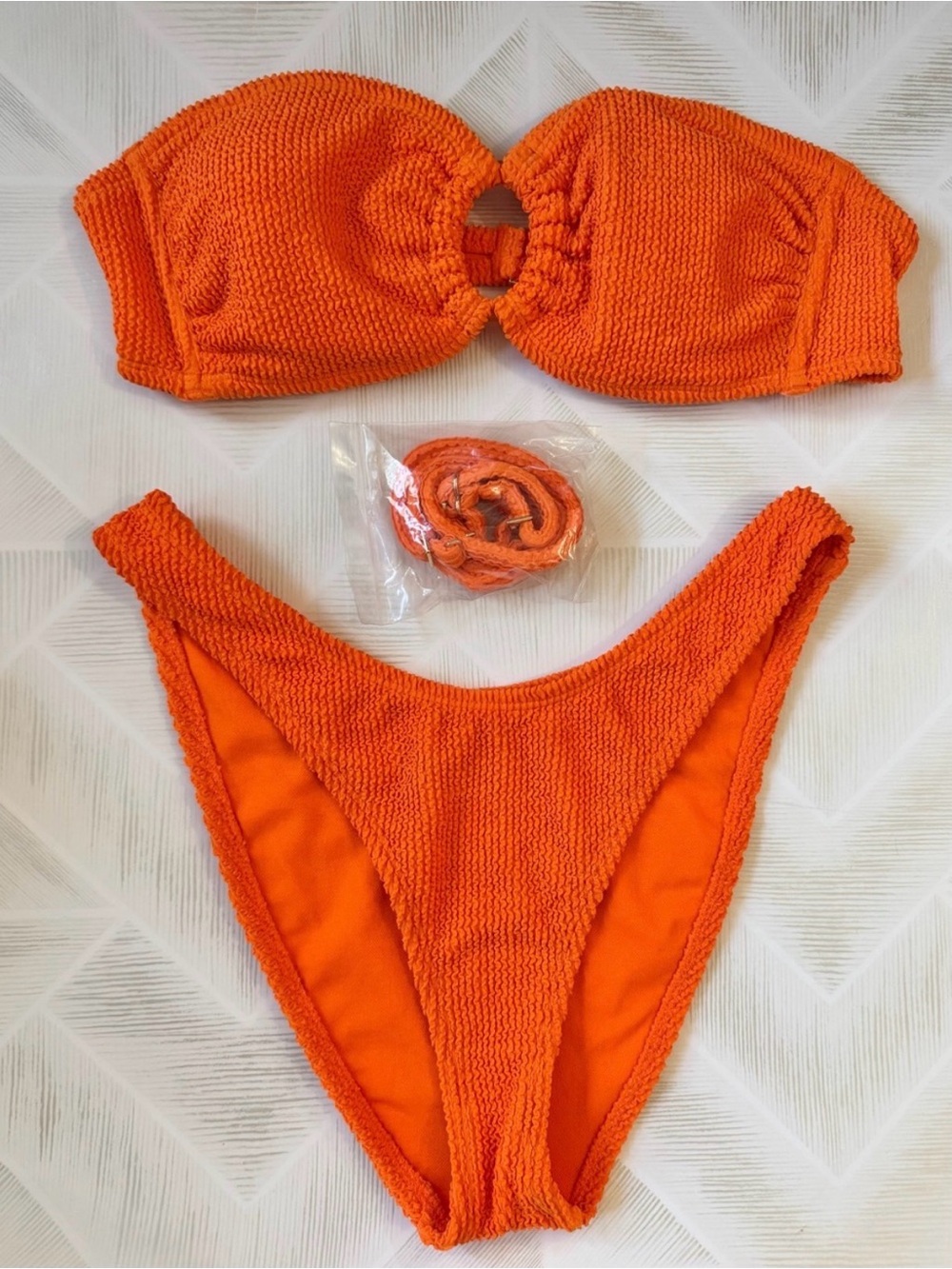 Wild Fable Orange Pucker Bikini Swim Set